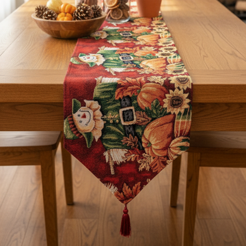 Tache Pumpkin Patch Scarecrow Autumn Harvest Woven Tapestry Table Runners (12921TR)