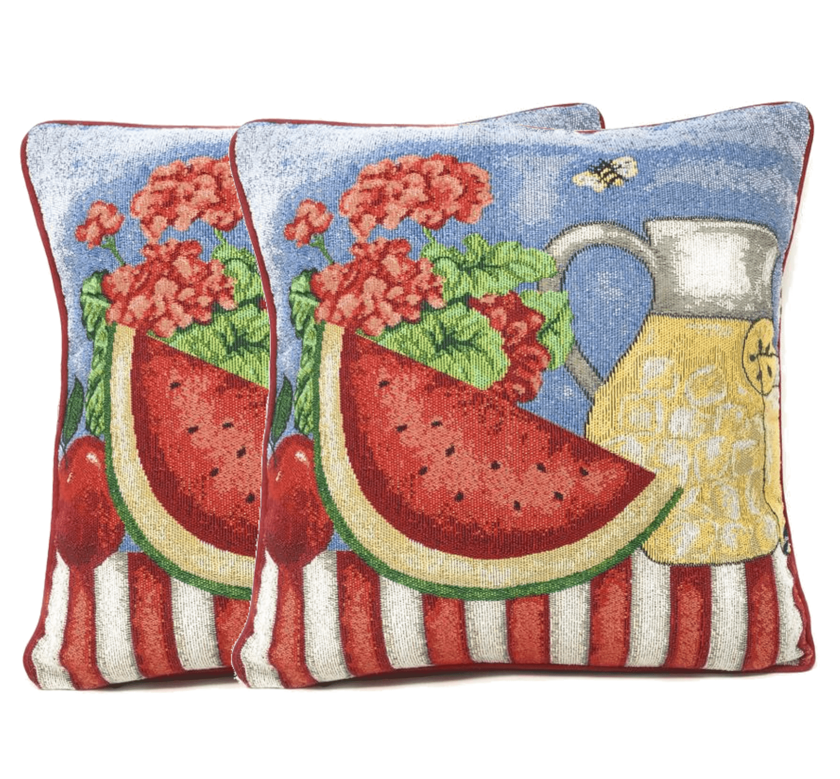 Tache Fruity Drinks Watermelon Lemonade Woven Tapestry Accent Throw Pillow Cover (13082CC)