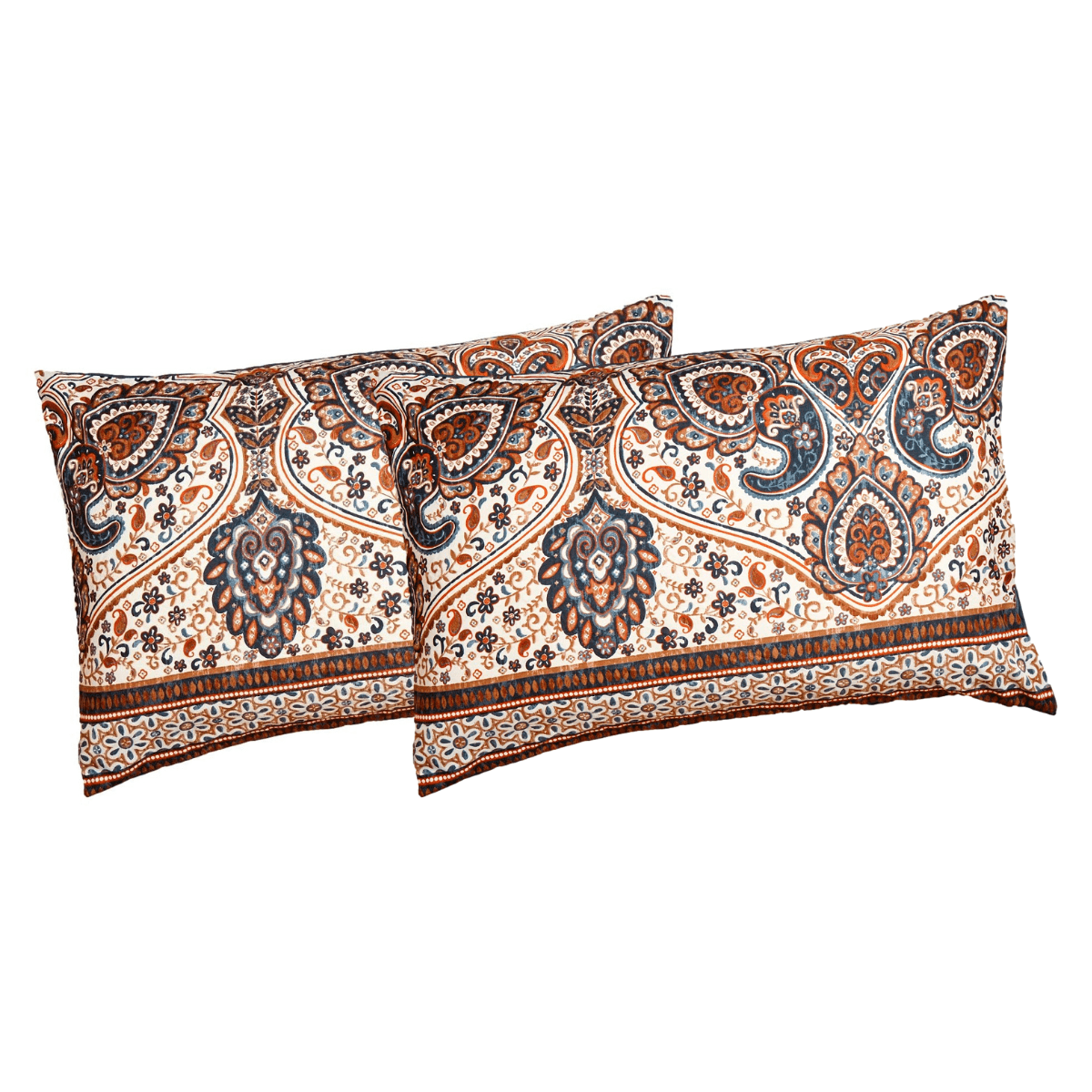 Tache Rustic Paisley Mandala Palace Teal Orange Ivory Pillowcases (KF174)