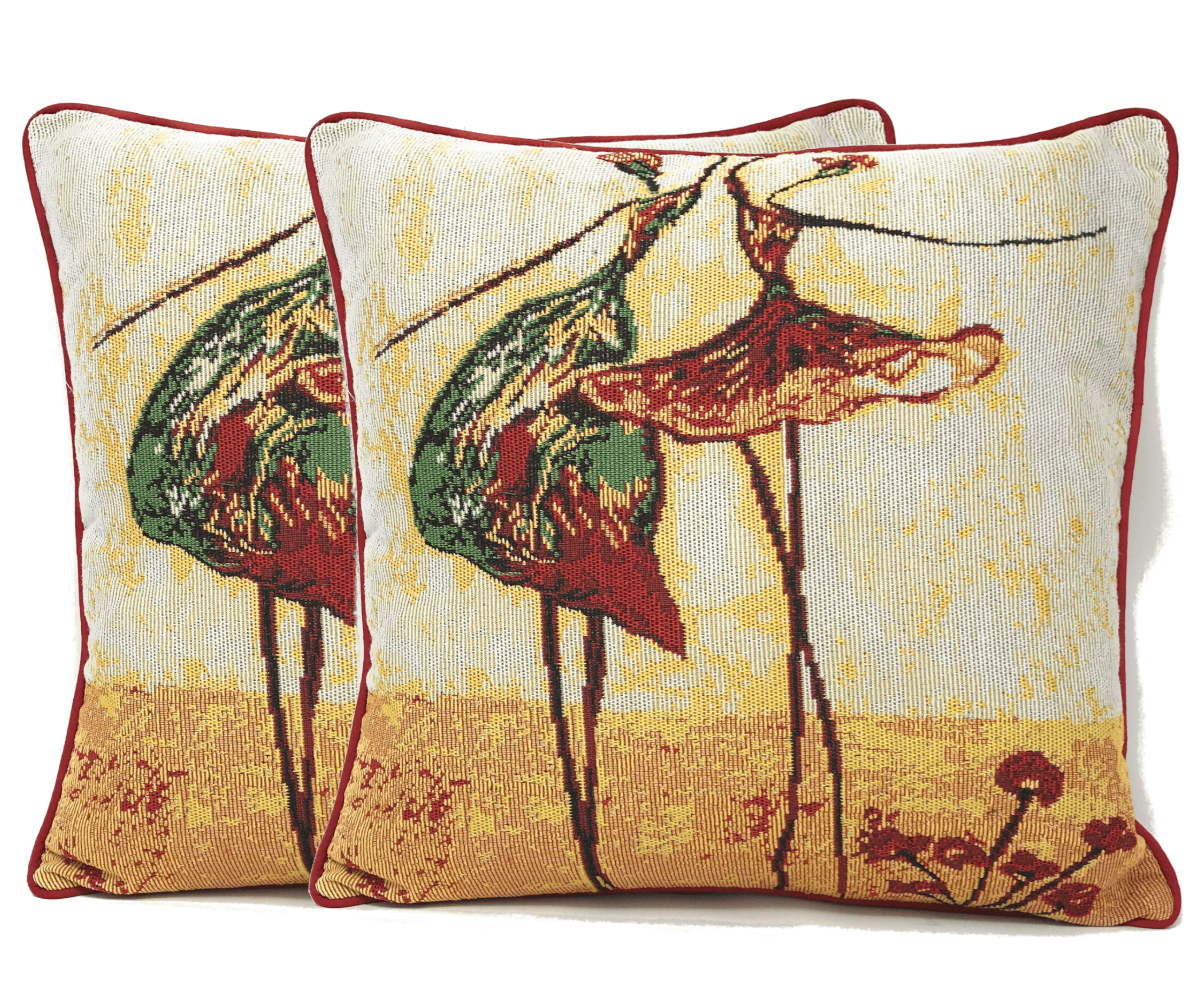 Tache Abstract Ballerina Art Golden Beige Woven Tapestry Throw Pillow Cover (18110)