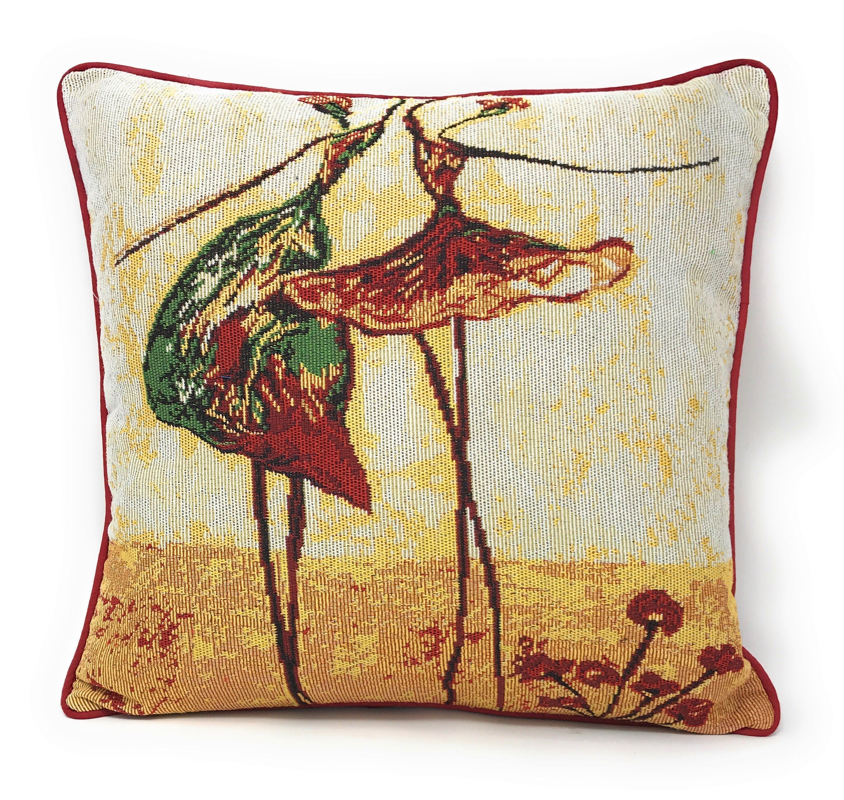 Tache Abstract Ballerina Art Golden Beige Woven Tapestry Throw Pillow Cover (18110)