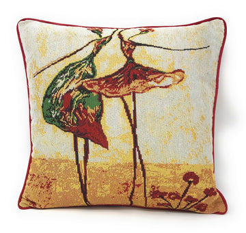 Tache Abstract Ballerina Art Golden Beige Woven Tapestry Throw Pillow Cover (18110)