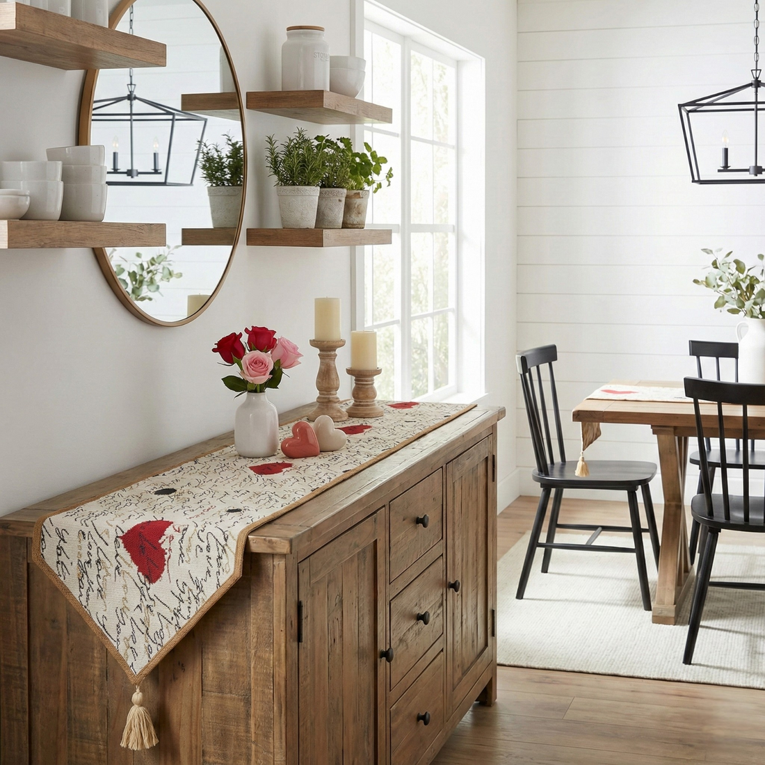 Tache Romantic I Love You Valentine¡¯s Beige Woven Tapestry Table Runner (18111)