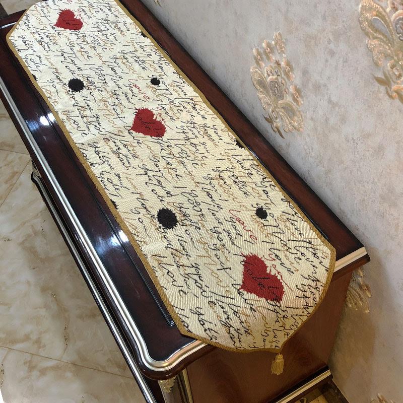 Tache Romantic I Love You Valentine’s Beige Woven Tapestry Table Runner (18111)