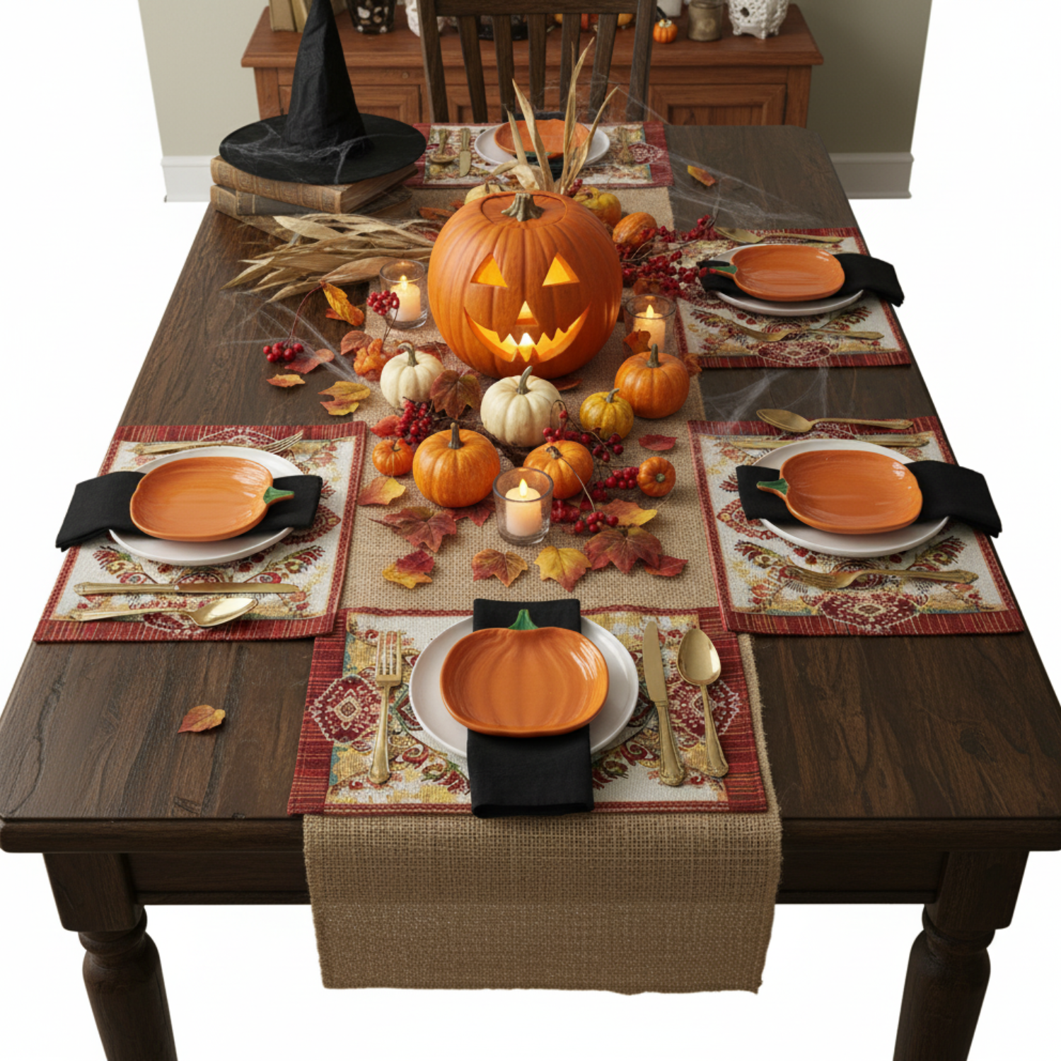 Tache Elegant Burgundy Ornate Paisley Woven Tapestry Placemat Set (18194)