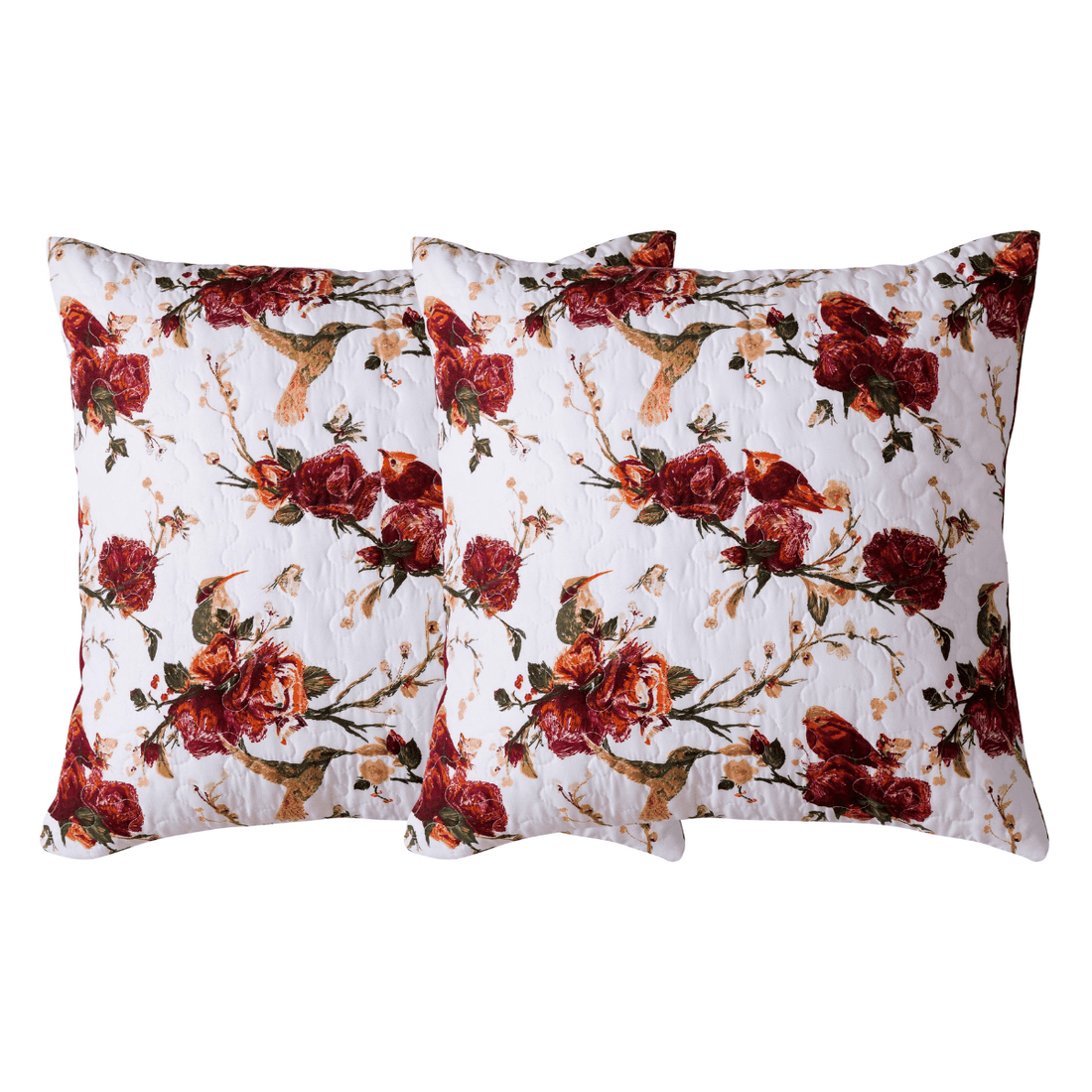 Taterbush Floral Hummingbirds Burgundy White Vintage Rose Garden Cushion Covers / Euro Sham (SD-7676)