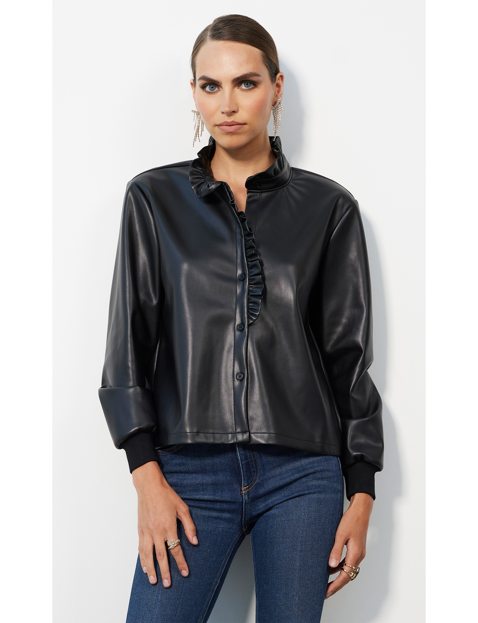 Jordan Ruffle Top, Black