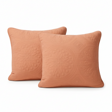 Tache Cotton Stone Washed Rustic Orange Medallion Tuscany Sunrise Cushion Covers / Euro Sham (JHW-595)
