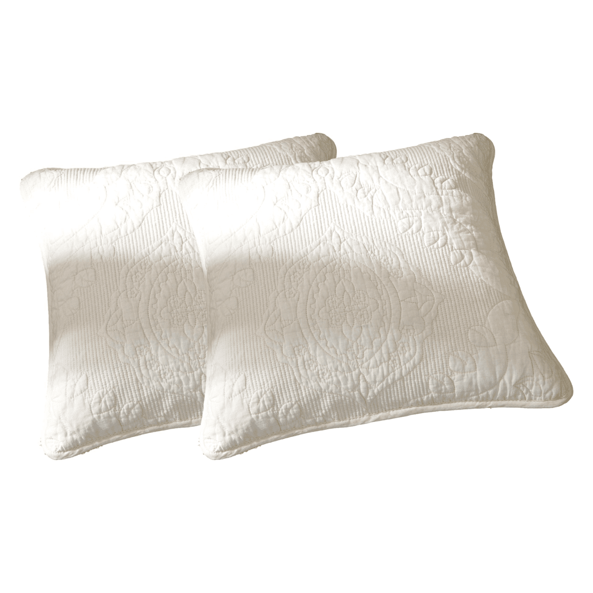Tache Cotton Ivory White Paisley Damask Matelass¨¦ Powder Snow Cushion Covers / Euro Sham (JHW-643)