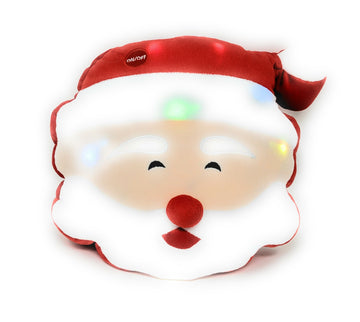 Tache Squishy Light Up Cute Christmas Cheery Santa Microbead LED Throw Pillow
