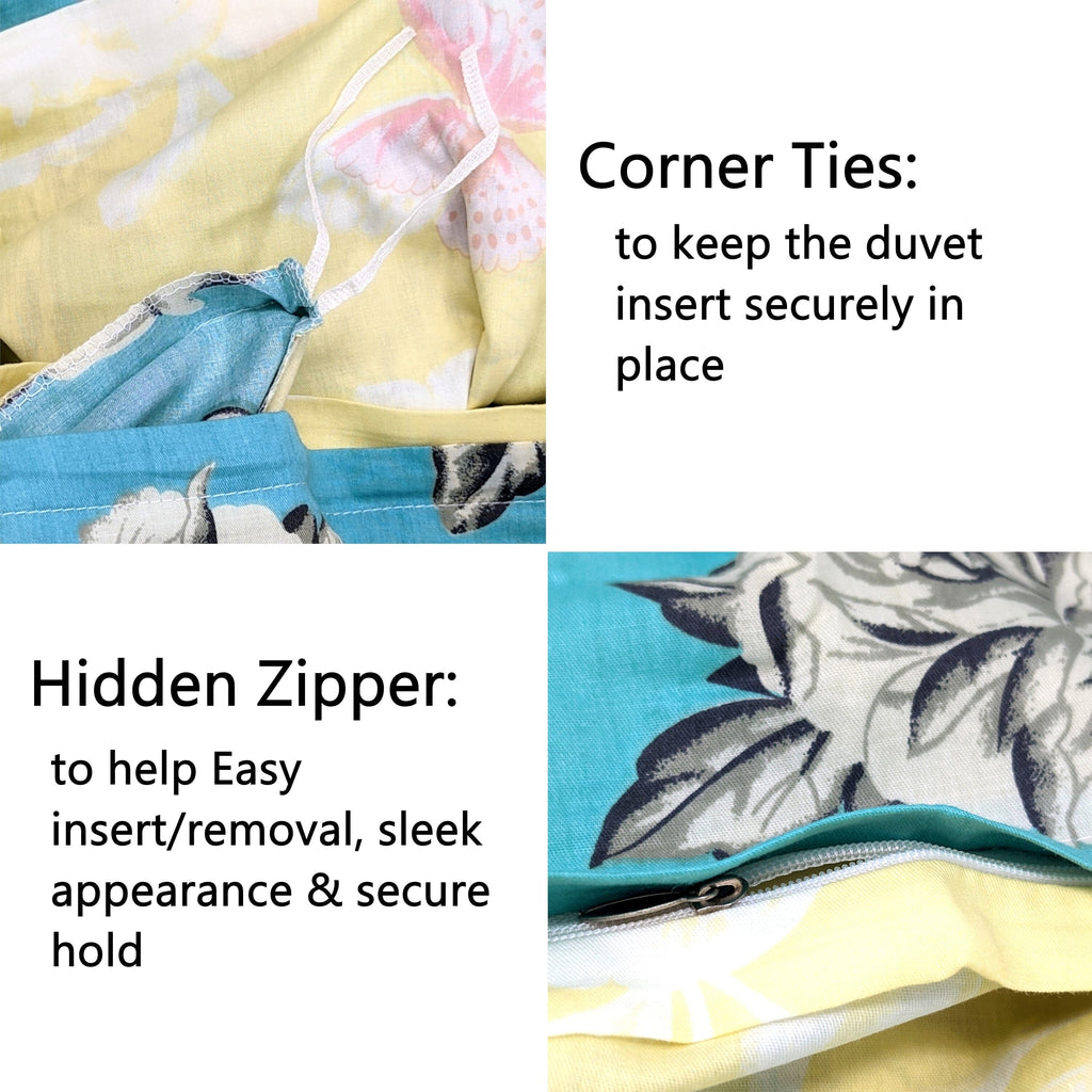 Tache Butterfly Wonderland Cotton Aqua Floral Duvet Cover (2142)