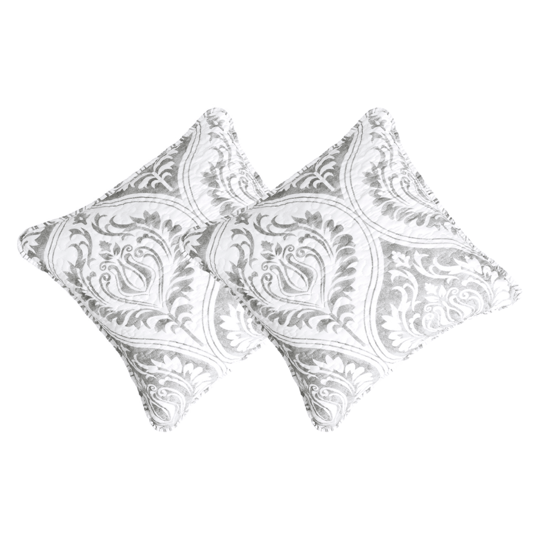 Taterbush Paisley Damask Matelasse Austere Grey Moon Sky Cushion Cover / Euro Sham (TB300-199)