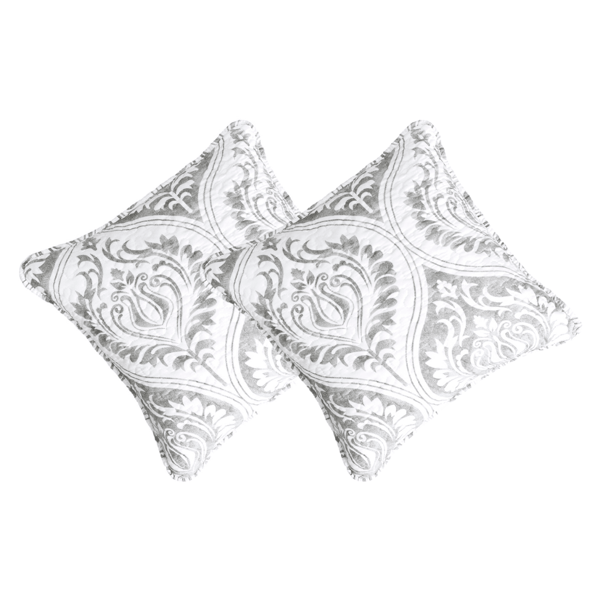 Tache Paisley Damask Matelasse Austere Grey Moon Sky Cushion Cover / Euro Sham (TB300-199)