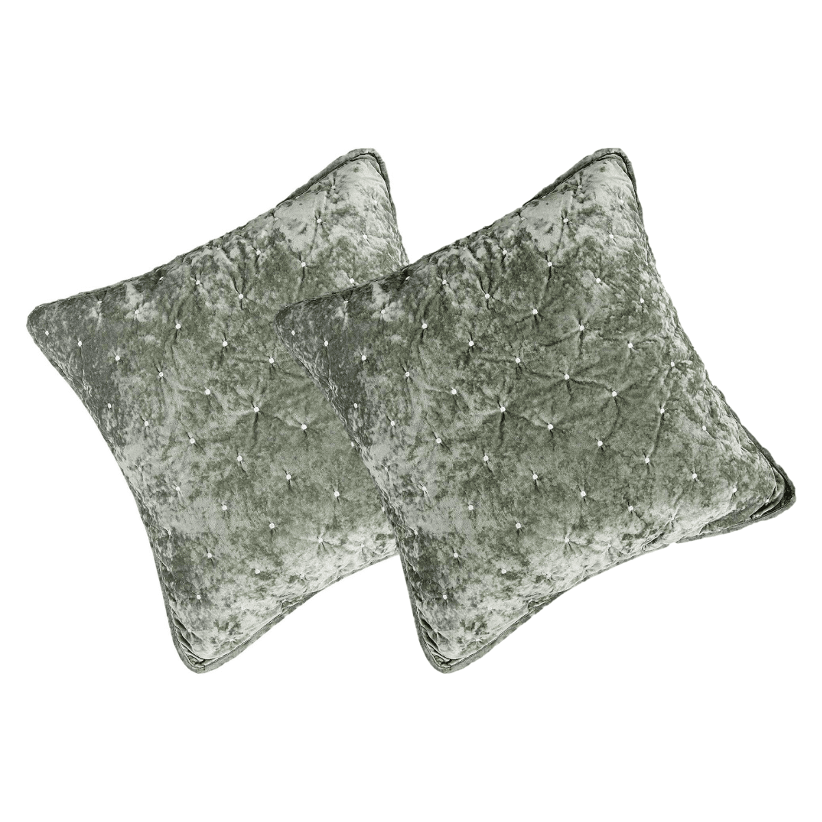 Tache Velvet Dreams Light Green Plush Diamond Tufted Cushion Covers / Euro Sham (JHW-853G)