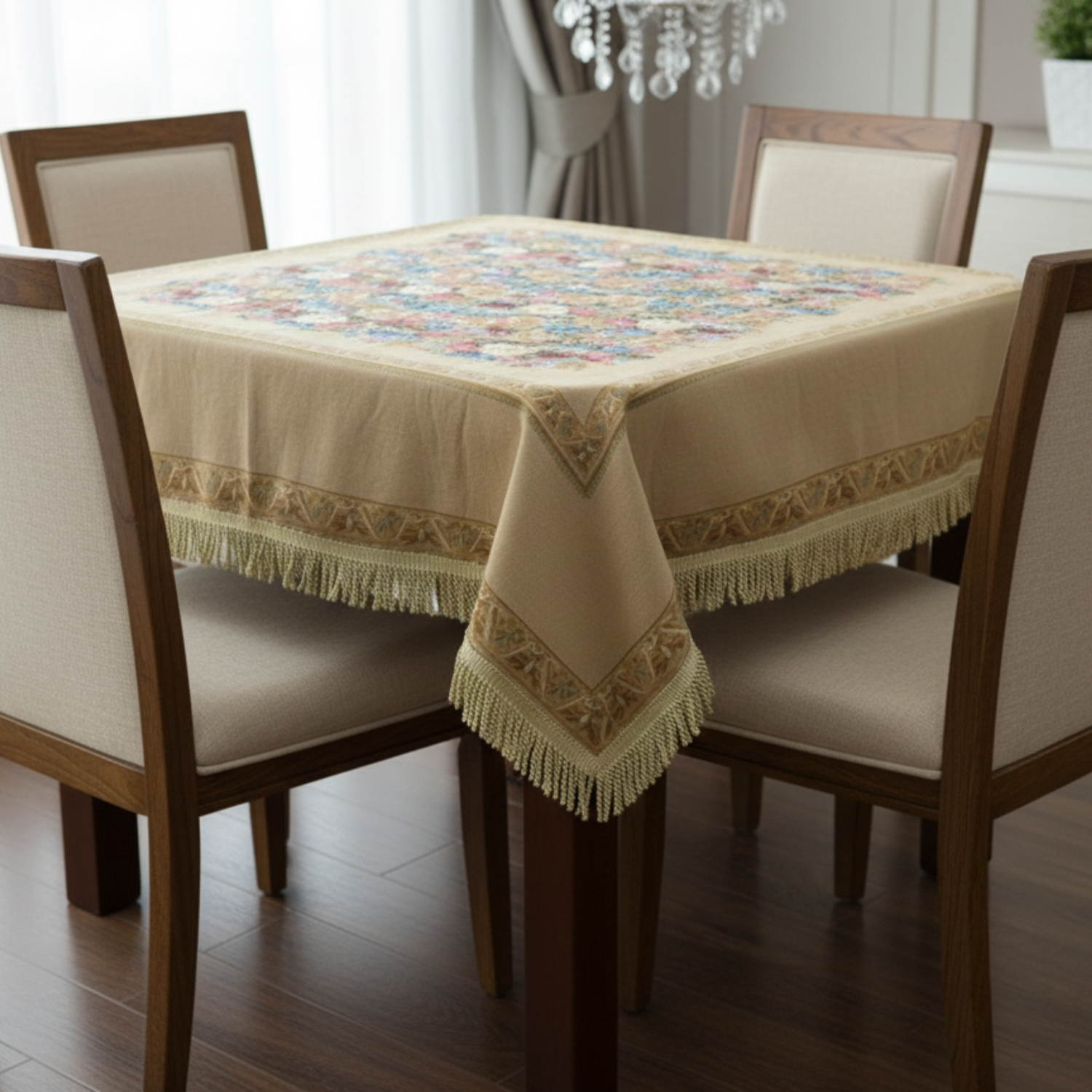Taterbush Colorful Country Rustic Floral Morning Awakening Woven Tapestry Tablecloth (3089B)