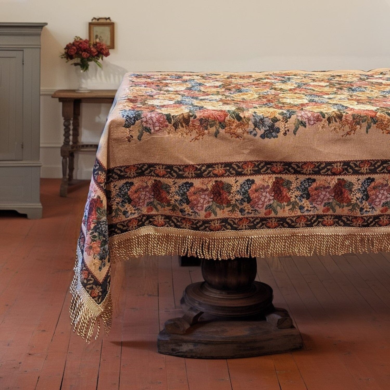 Taterbush Colorful Country Rustic Floral Morning Awakening Woven Tapestry Tablecloth (3089B)