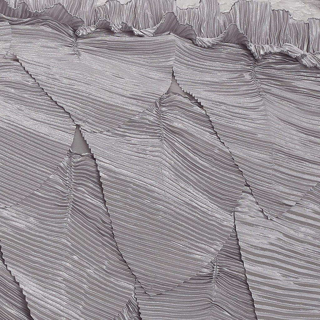 Tache Satin Ruffle Floral Lace Silver Rose Petals Comforter Set (HYZ102)