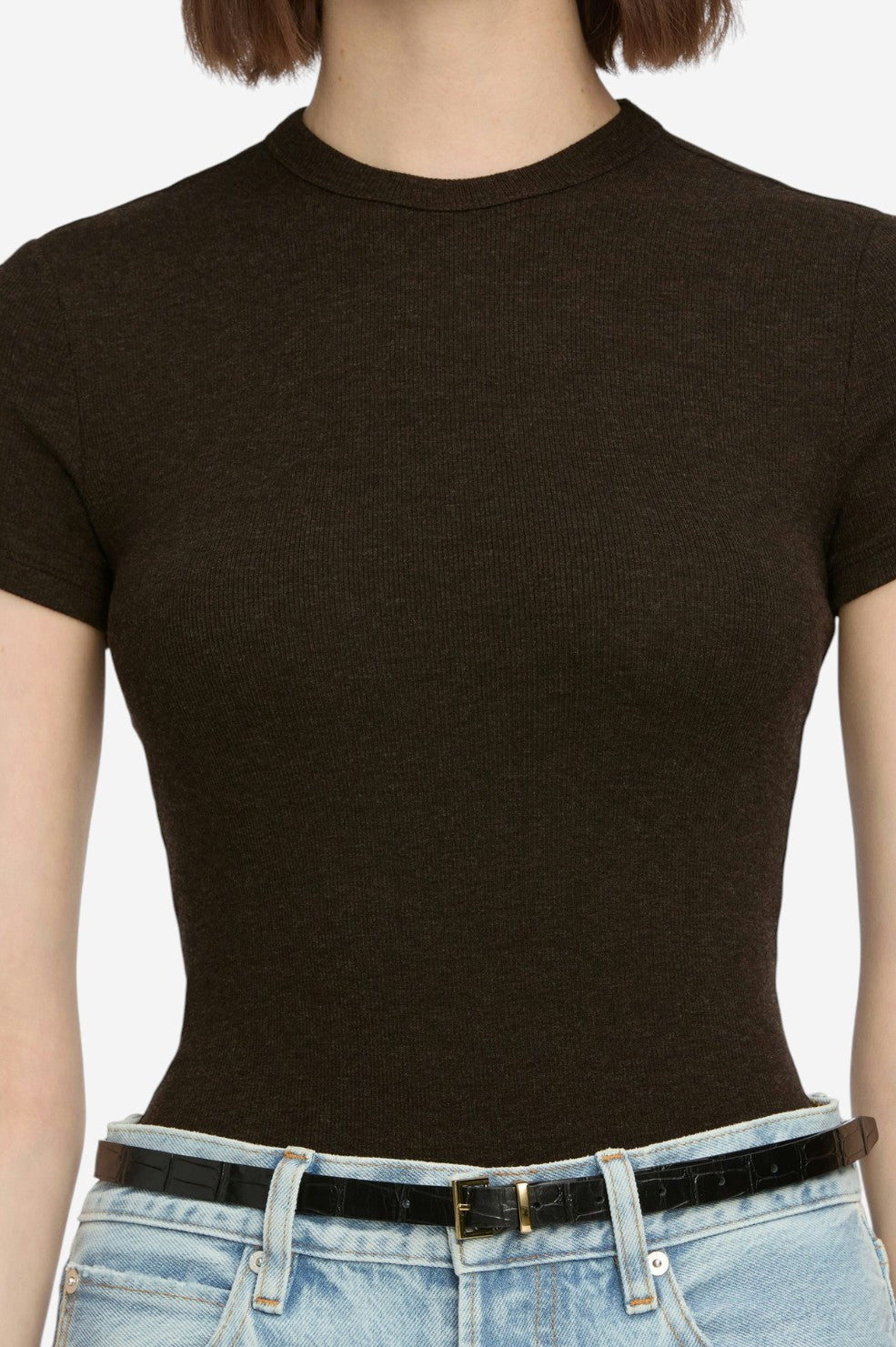 The Rib Baby Tee - Coffee Heather