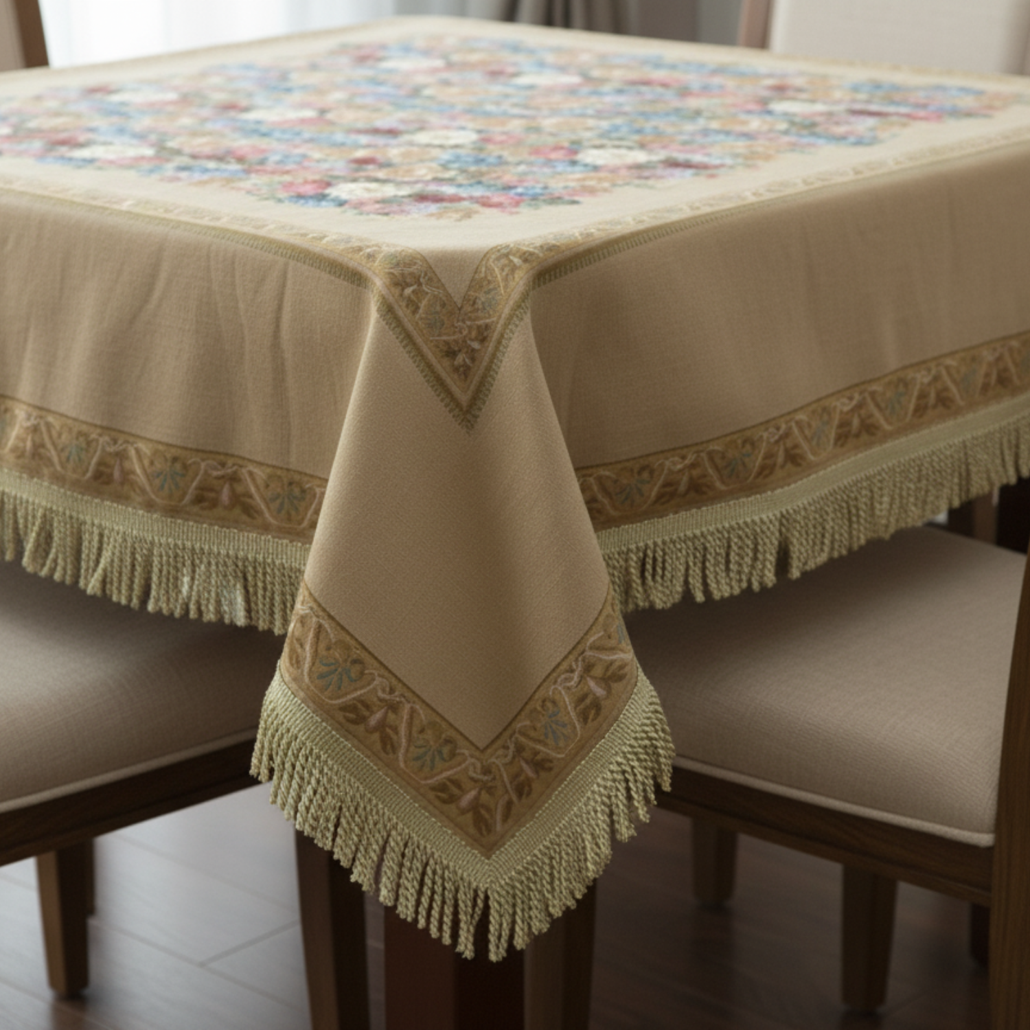 Taterbush Colorful Country Rustic Floral Morning Awakening Woven Tapestry Tablecloth (3089B)