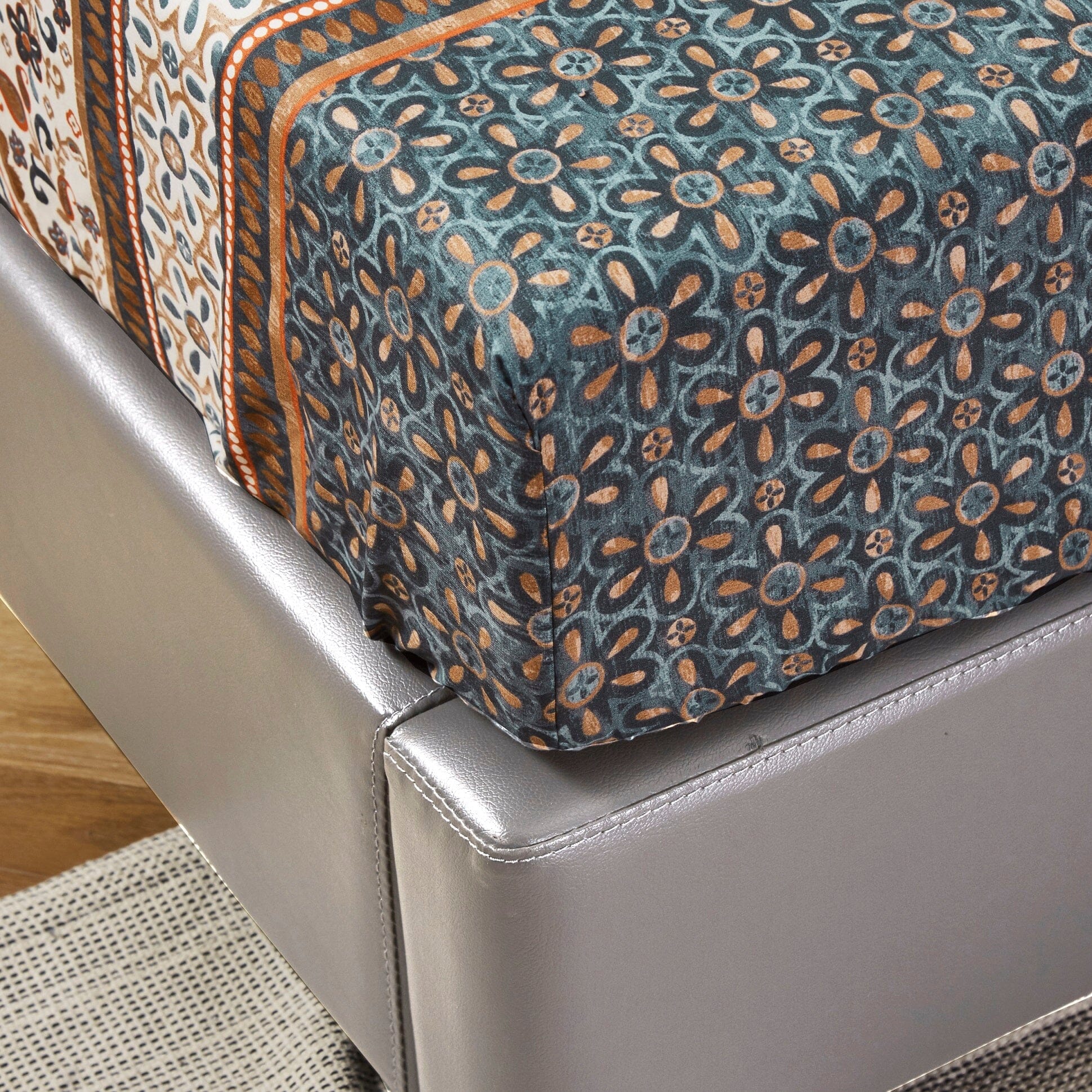 Tache Rustic Paisley Mandala Palace Floral Watercolor Dark Teal Fitted Sheet / Flat Sheet (KF174)