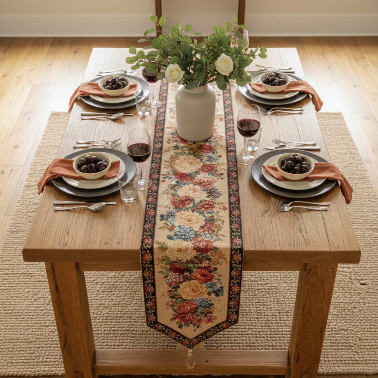 Taterbush Colorful Country Rustic Floral Morning Awakening Table Runner (3089B)