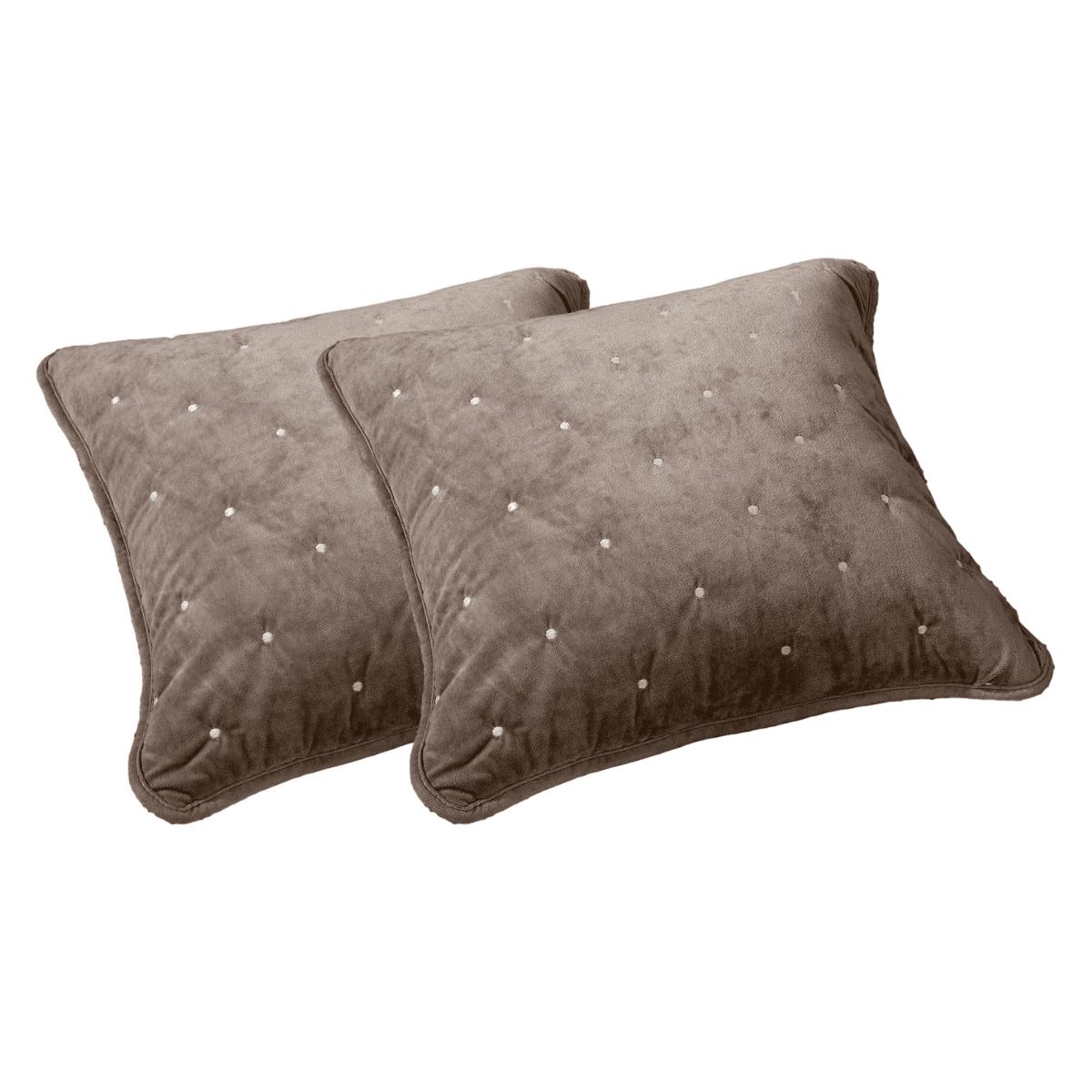 Tache Velvet Dreams Sand Taupe Beige Plush Diamond Tufted Cushion Covers / Euro Sham (JHW-853B)