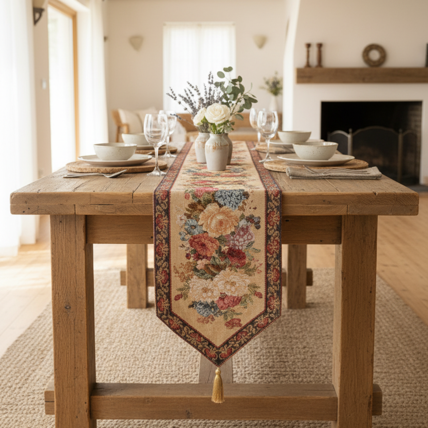 Tache Colorful Country Rustic Floral Morning Awakening Table Runner (3089B)