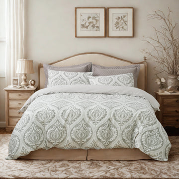 Tache Dreamy Moon Sky Ogee Damask Heather Gray White Duvet Cover (TB300)