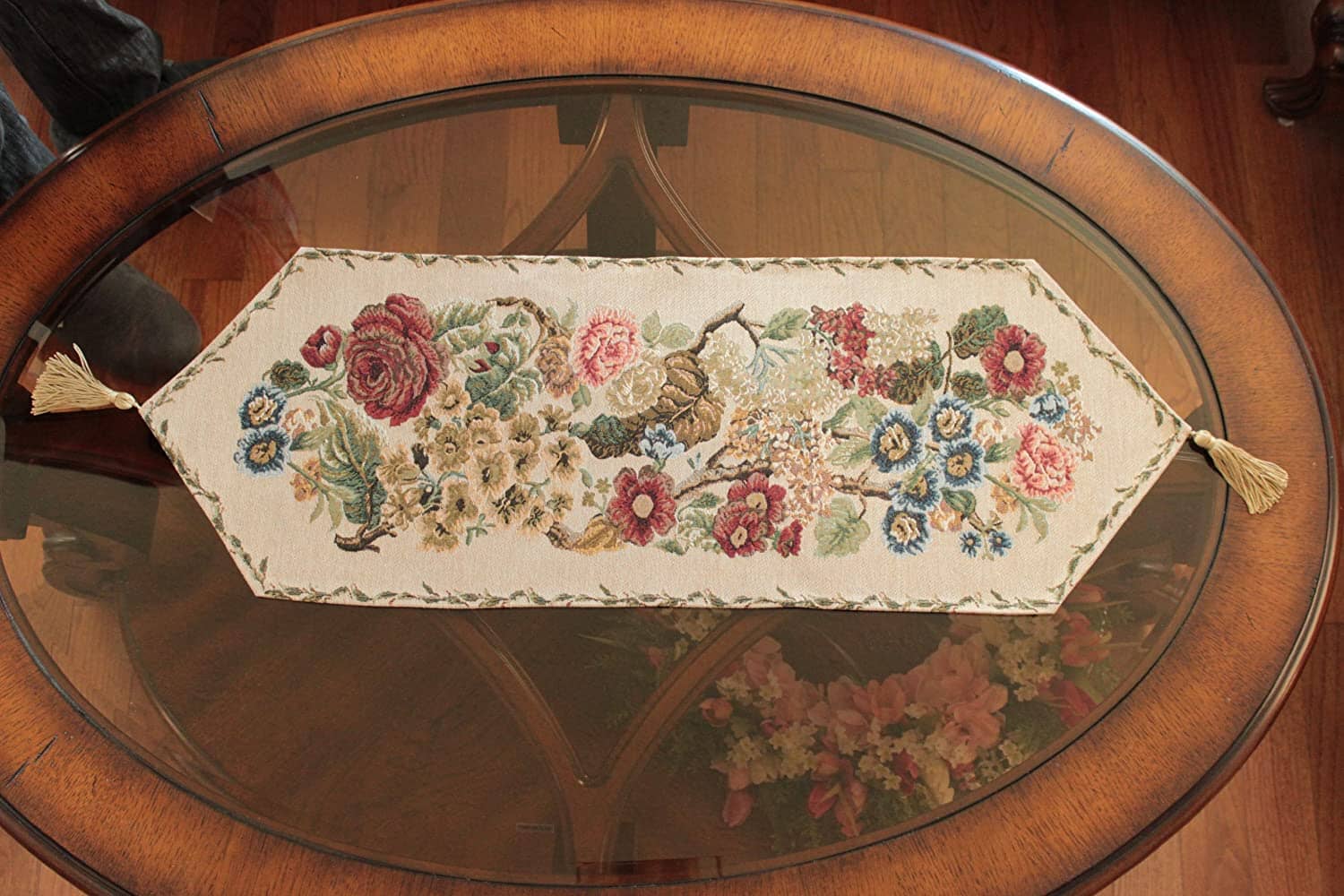 Tache Colorful Floral Country Rustic Morning Meadow Woven Table Runner (3098)