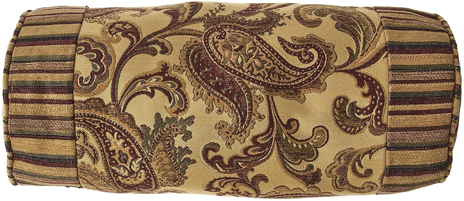 Tache Chenille Elegant Paisley Striped Brown Burgundy Exotic Blooms Comforter Set With Zipper Cover (BM14224)