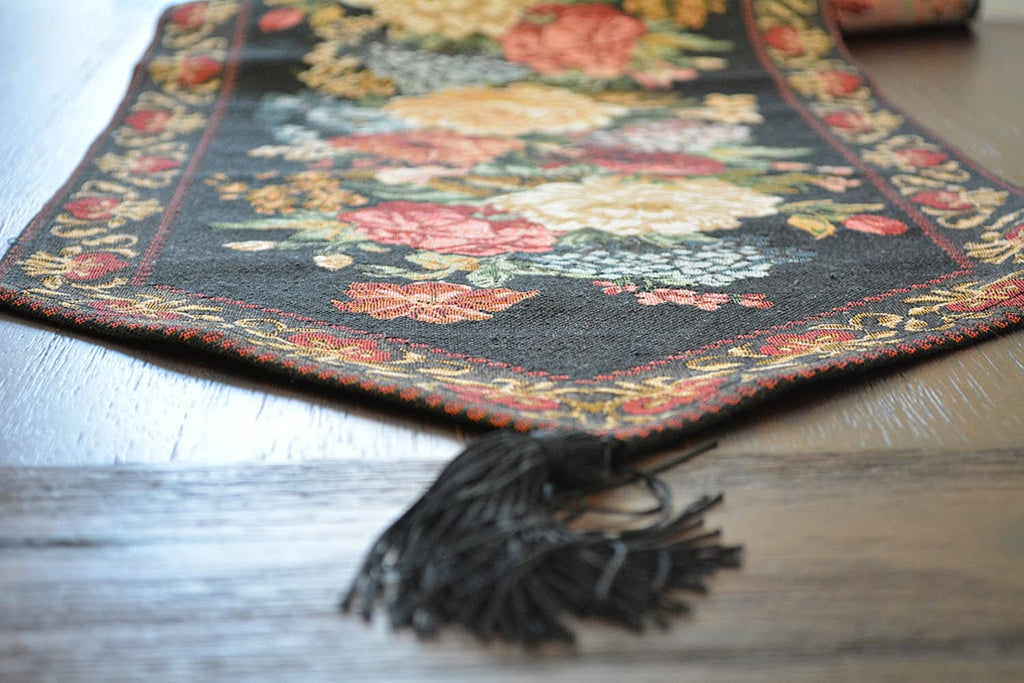 Tache Country Rustic Floral Midnight Awakening Table Runner (3089BL)