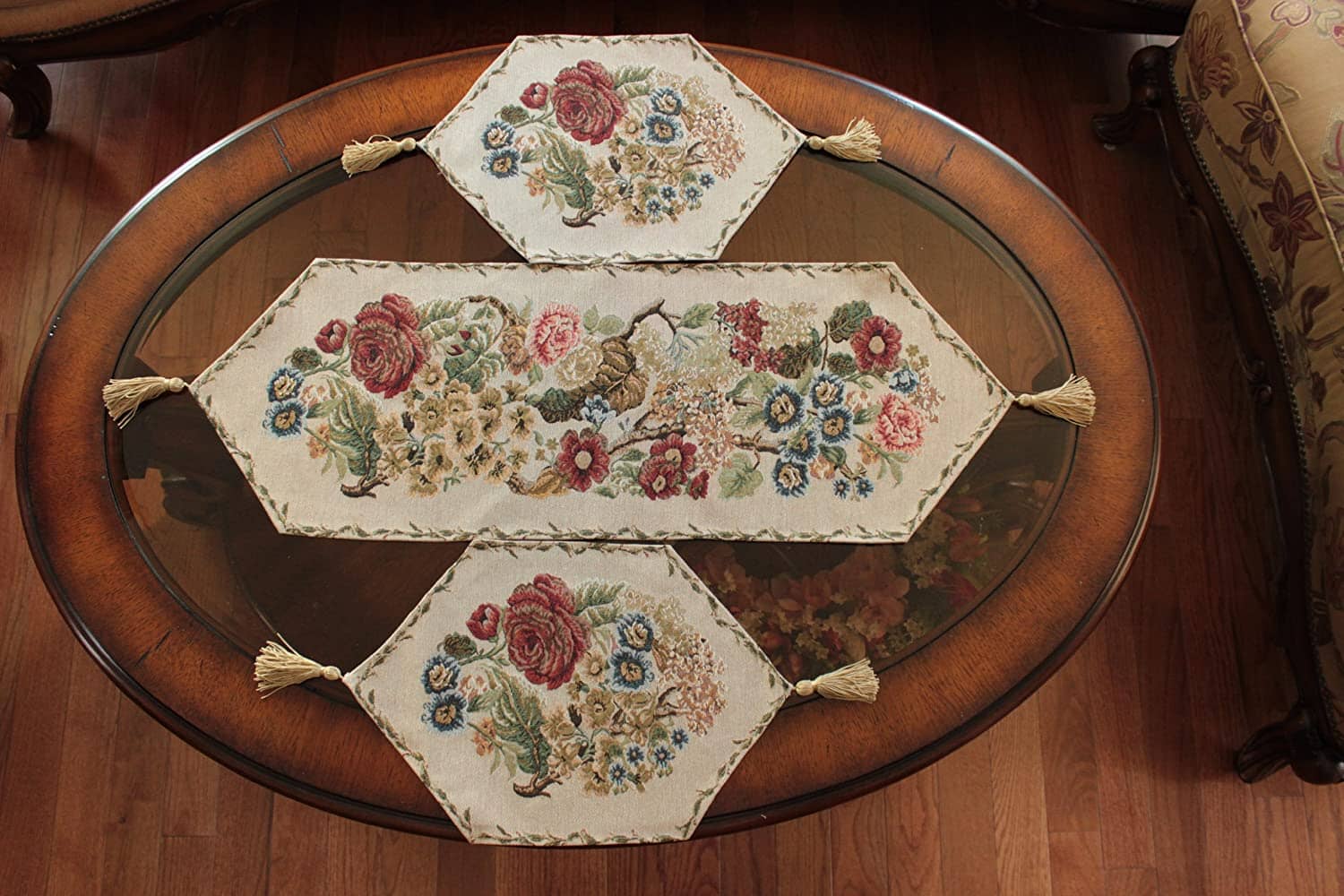 Tache Colorful Floral Country Rustic Morning Meadow Woven Table Runner (3098)