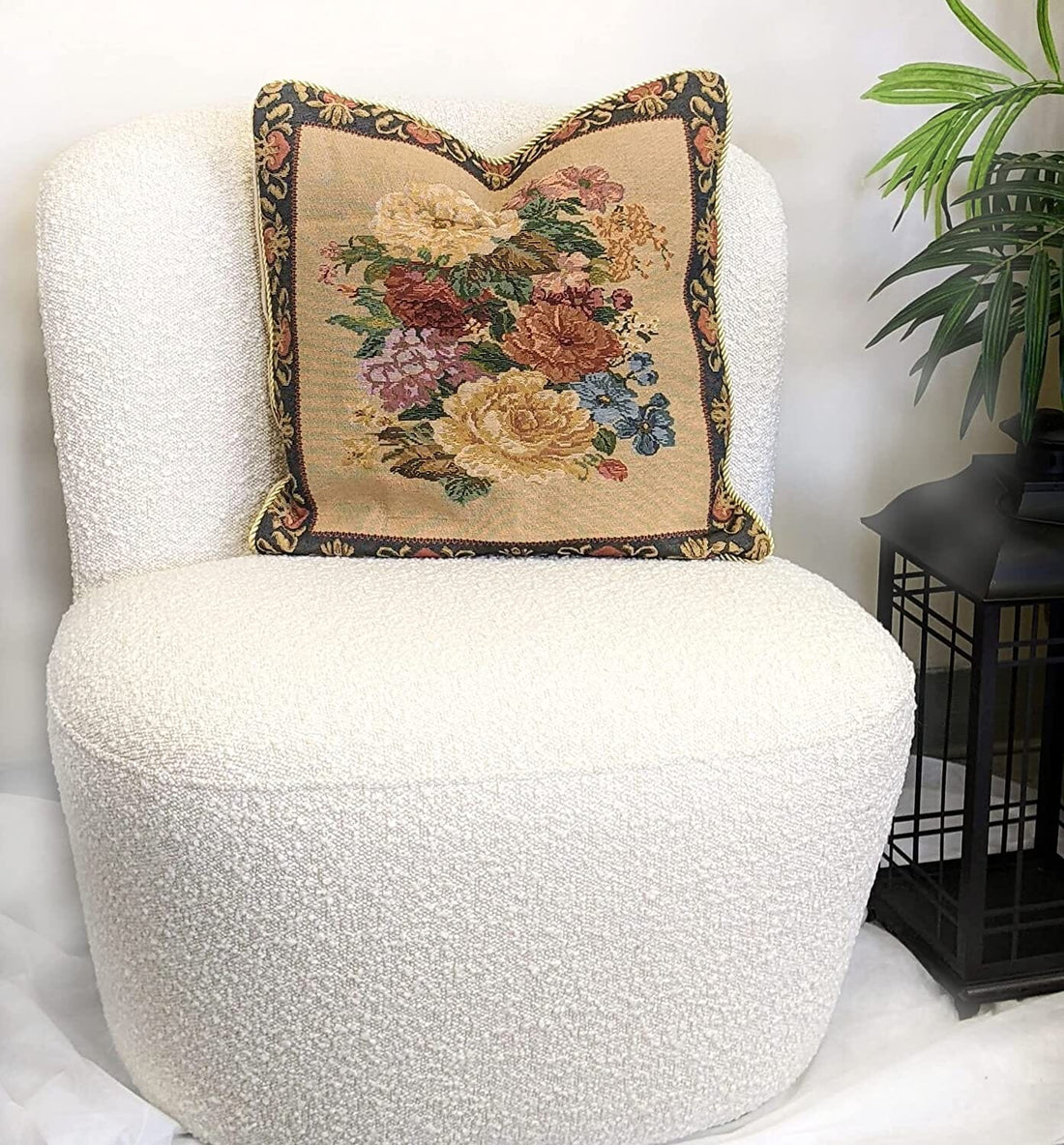 Taterbush 18 x 18 Inch Colorful Country Rustic Floral Morning Awakening Tapestry Throw Pillow Cover (3089B)