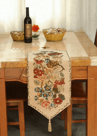 Tache Colorful Floral Country Rustic Morning Meadow Woven Table Runner (3098)