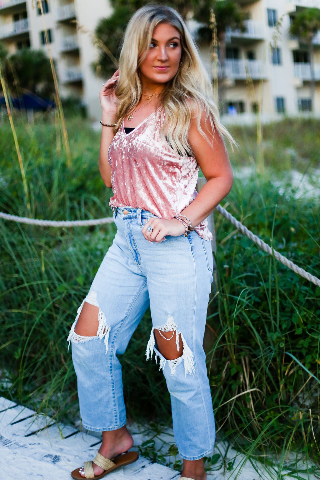 Blush Velvet Tank Top