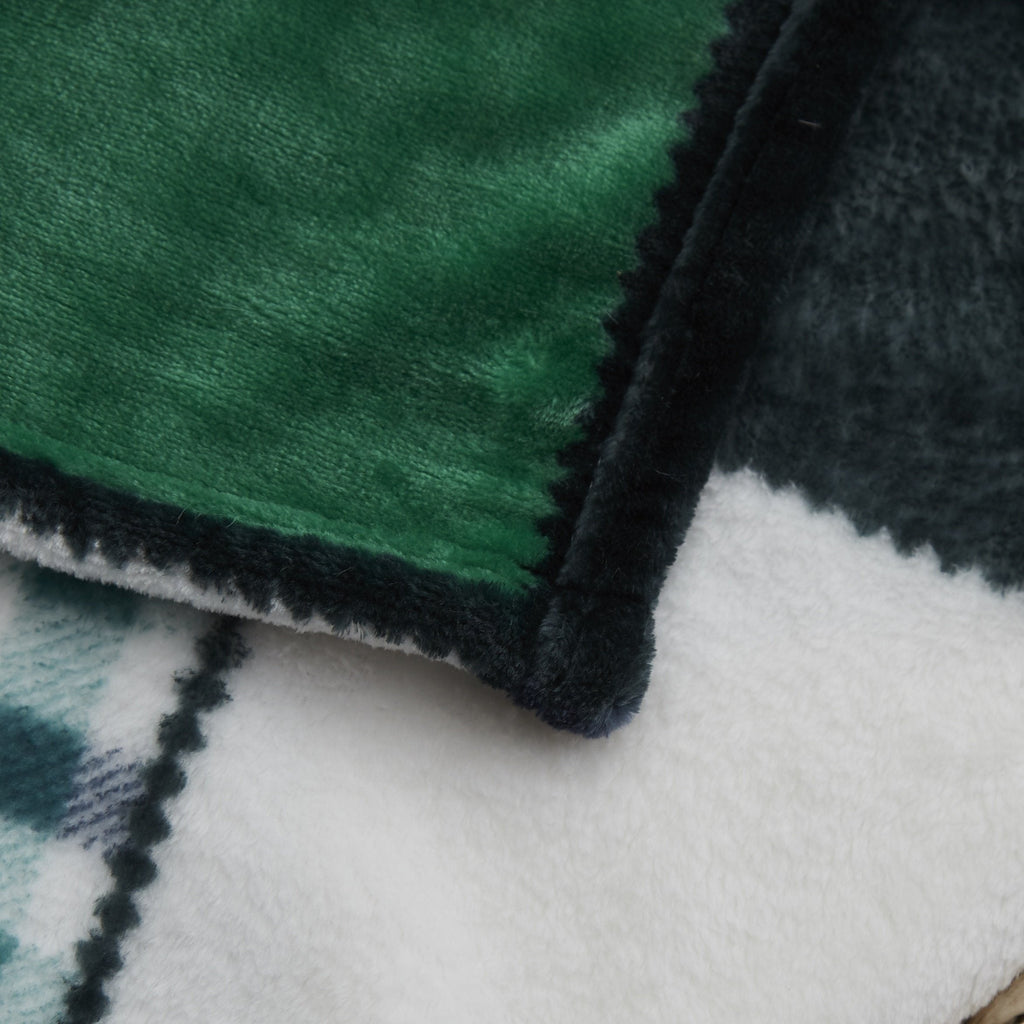 Tache Forest Green Plaid Flannel Throw Blanket (4023)