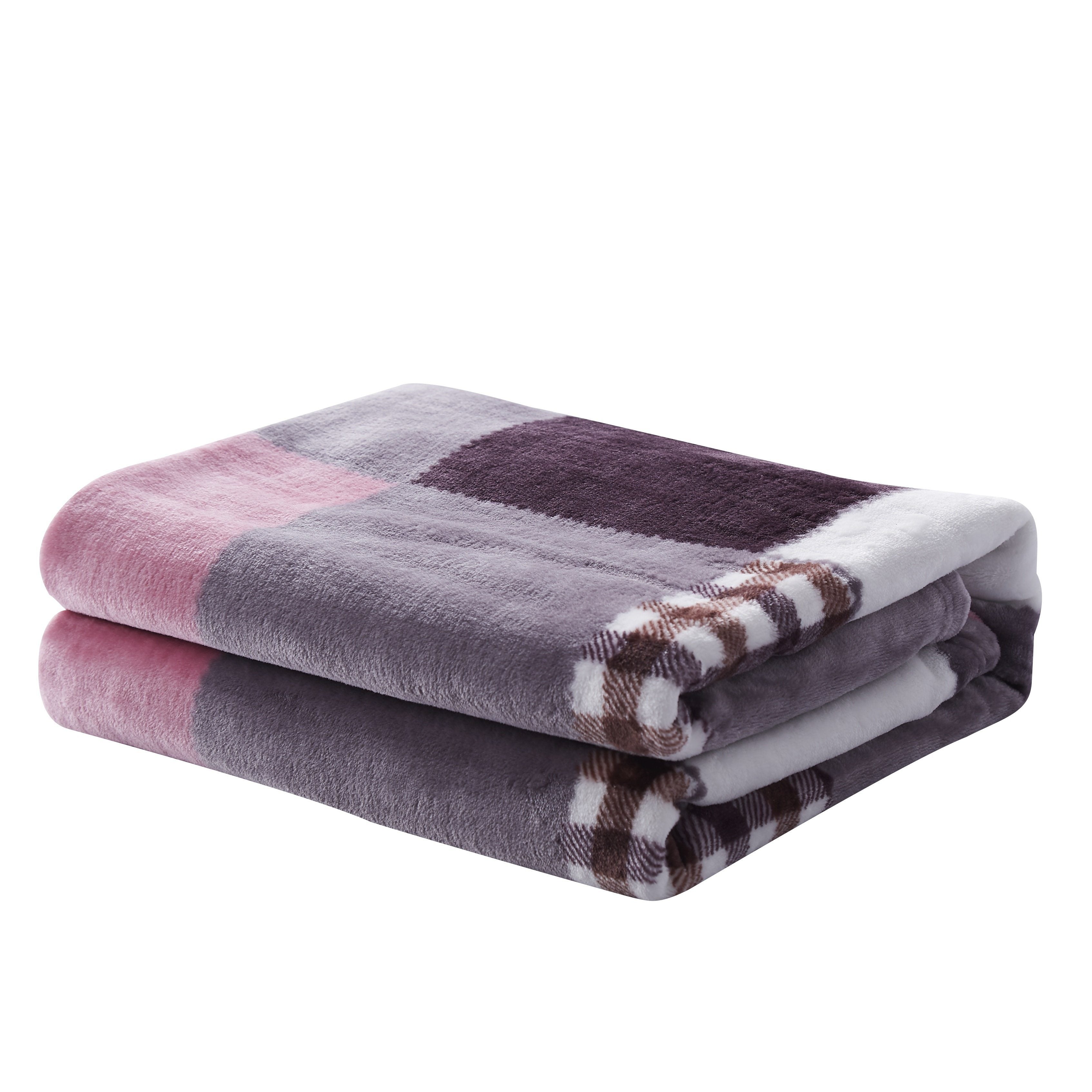 Tache Autumn Muave Purple Pink Farmhouse Super Soft Plaid Patchwork Throw Blanket (4022)