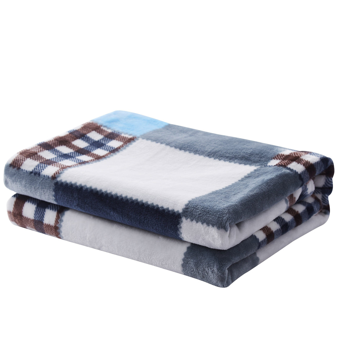 Taterbush Blue Lake Farmhouse Super Soft Plaid Patchwork Throw Blanket (4024)