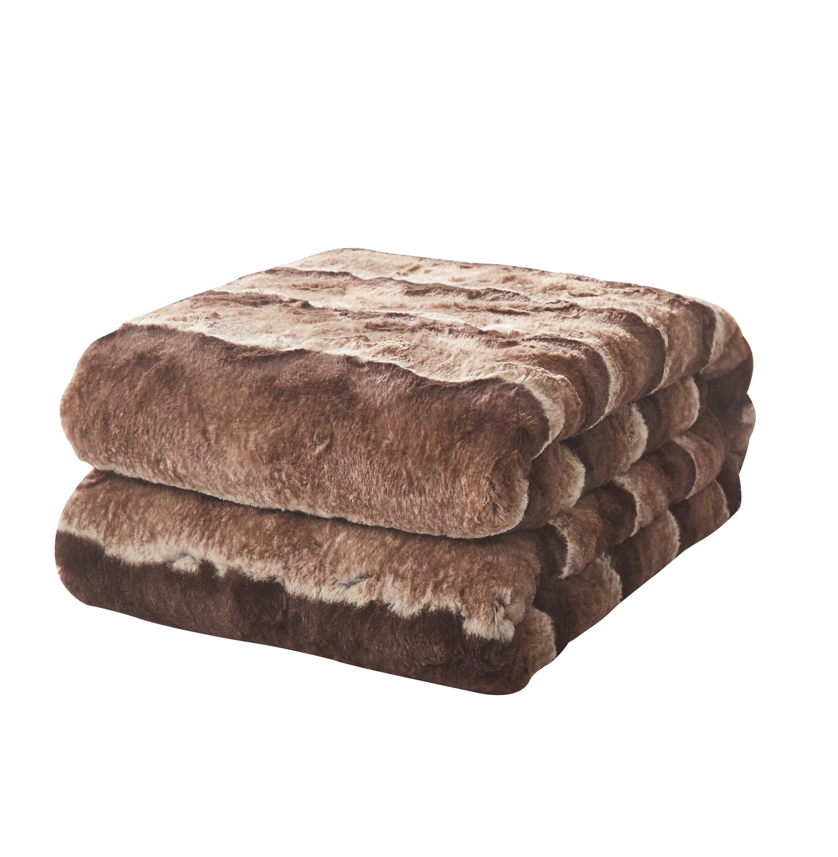 Tache Golden Brown Faux Fur Sherpa Throw Blanket (DY01)