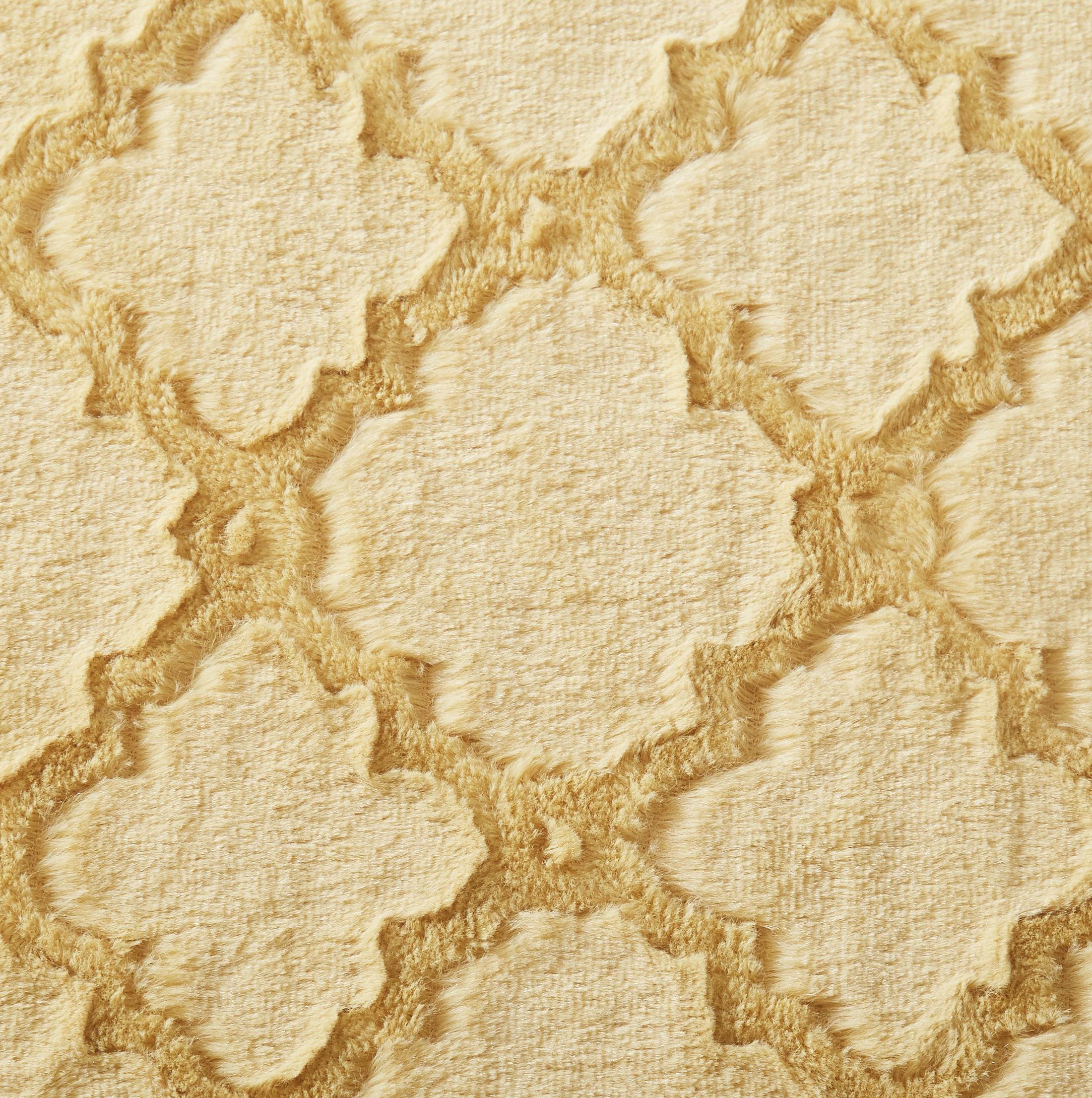 Tache Faux Fur Mustard Yellow Moroccan Lattice Pattern Throw Blanket (3397)