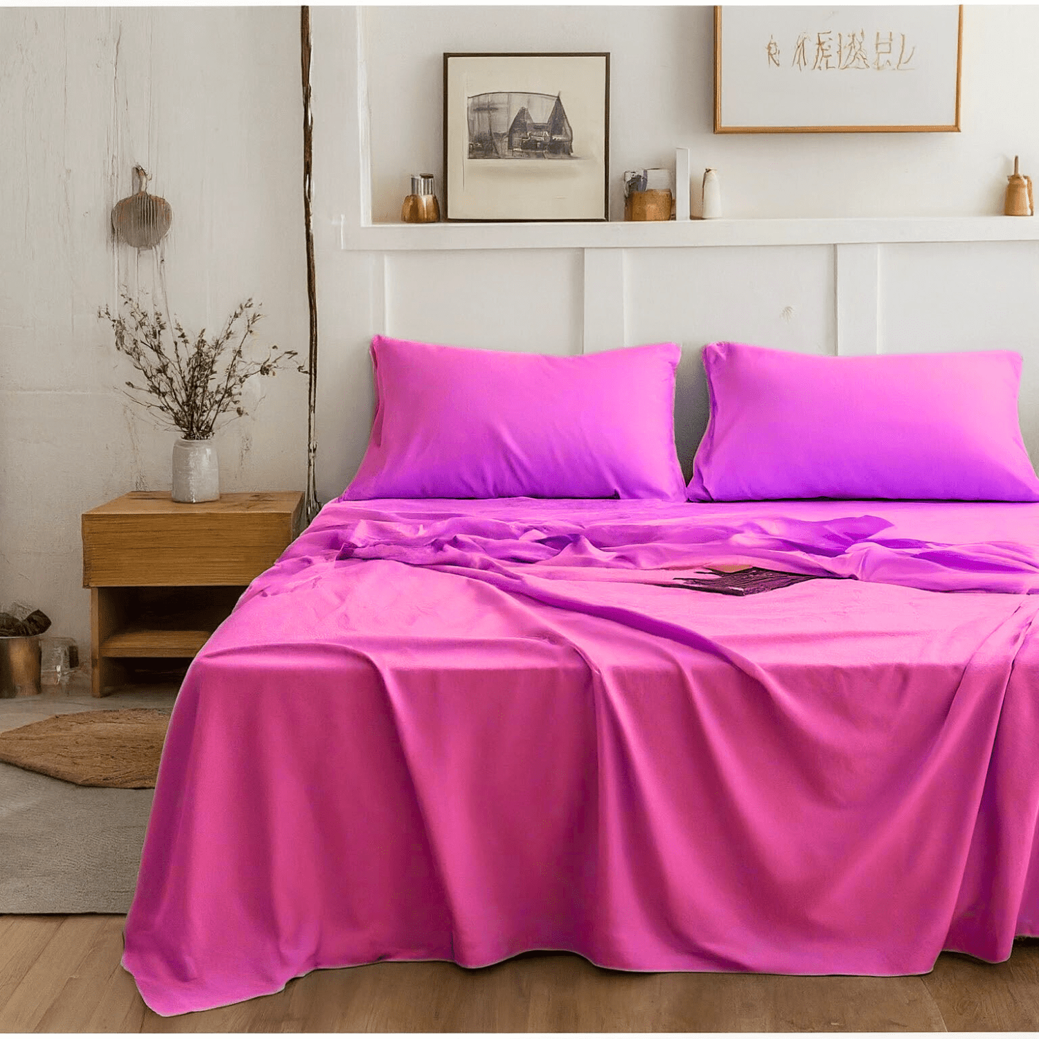 Tache Microfiber Rose Pink Bed Sheet Set (505-RP-BSS)