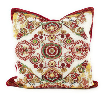 Tache Elegant Burgundy Ornate Paisley Woven Tapestry Throw Pillow Cover (18194)