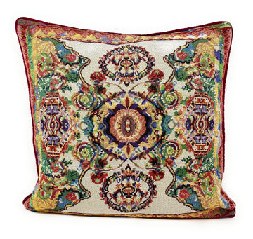 Taterbush Elegant Ivory Colorful Ornate Paisley Woven Tapestry Throw Pillow Cover (18193)