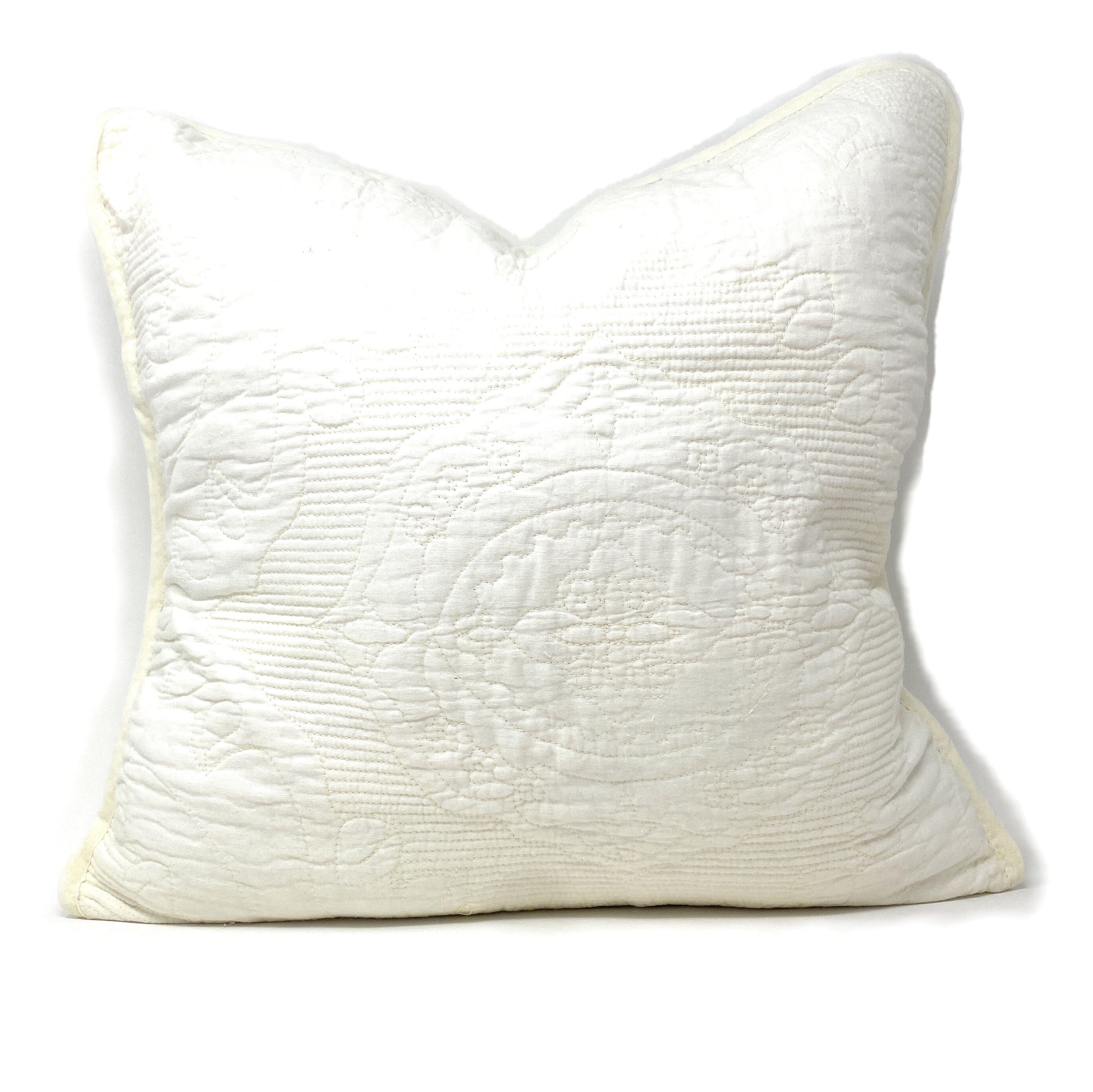 Tache Cotton Ivory White Paisley Damask Matelass¨¦ Powder Snow Cushion Covers / Euro Sham (JHW-643)