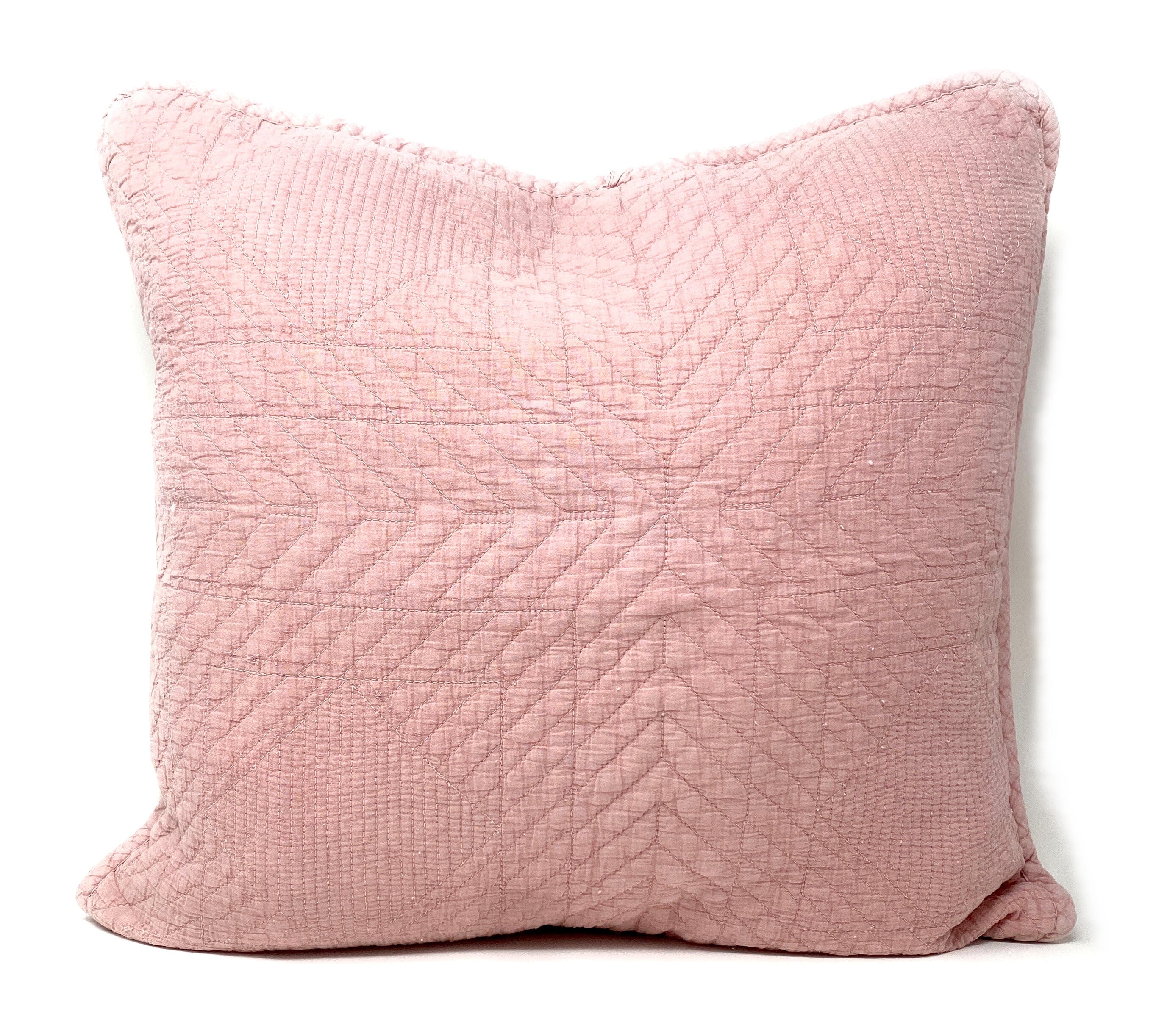 Tache Cotton Stone Washed Soothing Pastel Rustic Blush Pink Cushion Covers / Euro Sham (JHW-863)