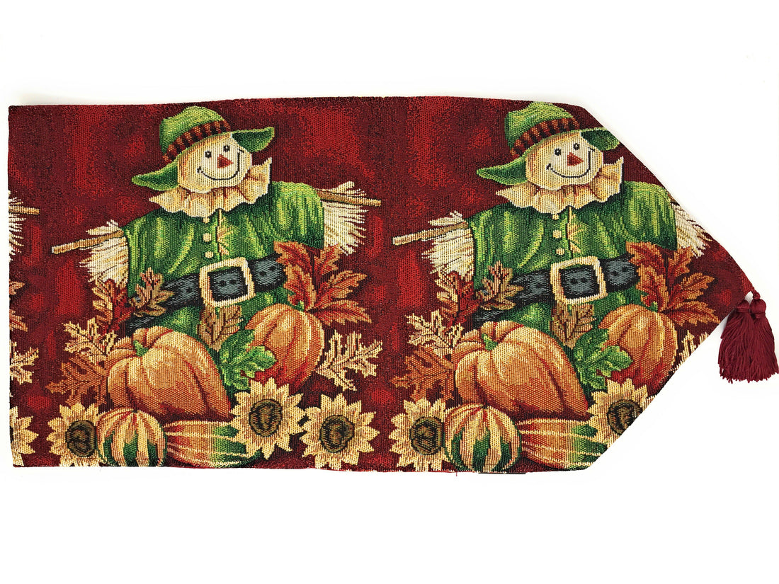 Taterbush Pumpkin Patch Scarecrow Autumn Harvest Woven Tapestry Table Runners (12921TR)