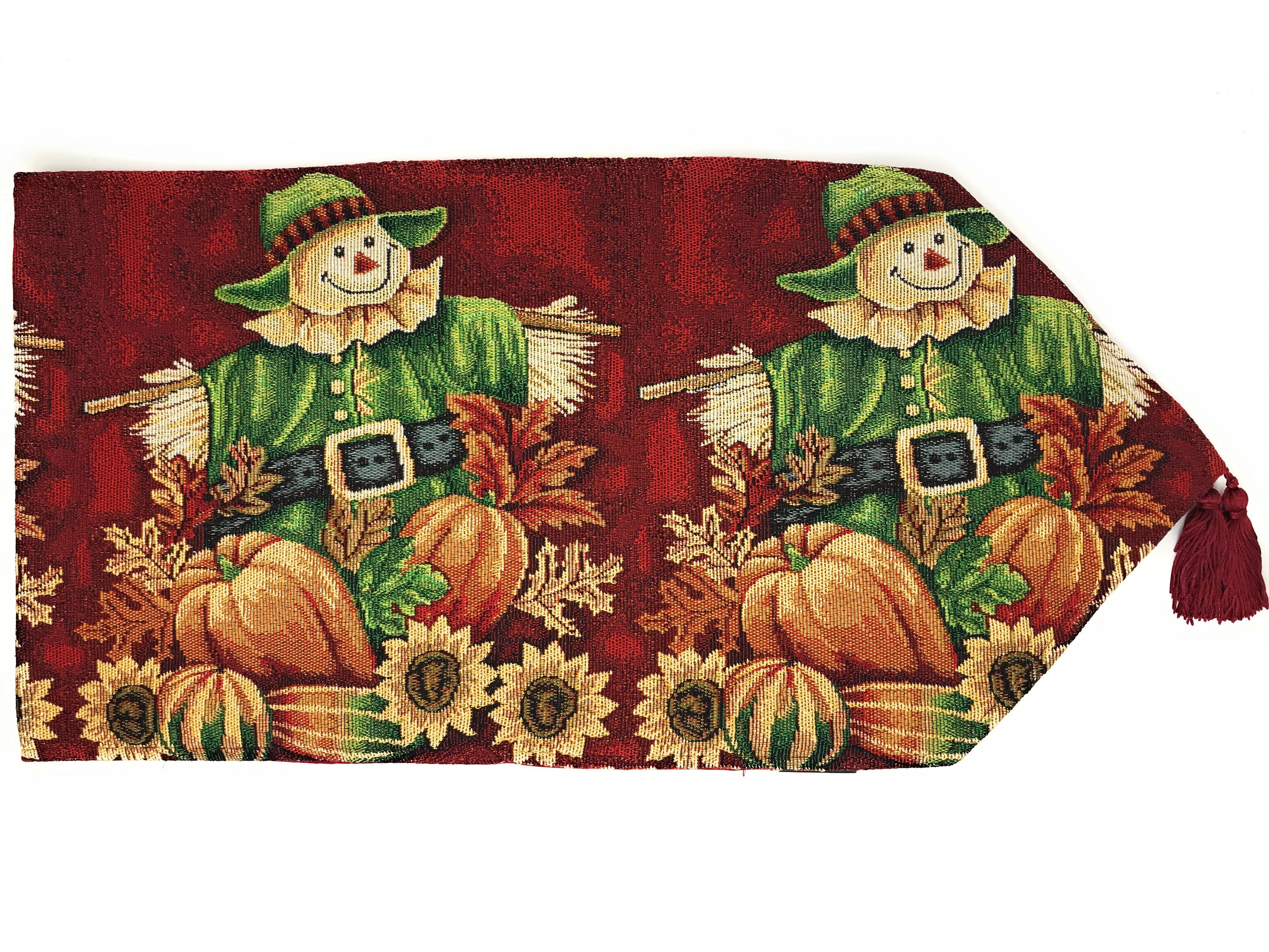 Tache Pumpkin Patch Scarecrow Autumn Harvest Woven Tapestry Table Runners (12921TR)