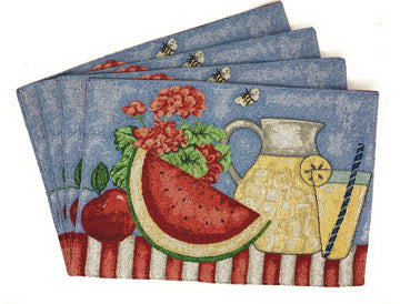 Tache Fruity Drinks Watermelon Lemonade Woven Tapestry Placemat Set (13082PM)