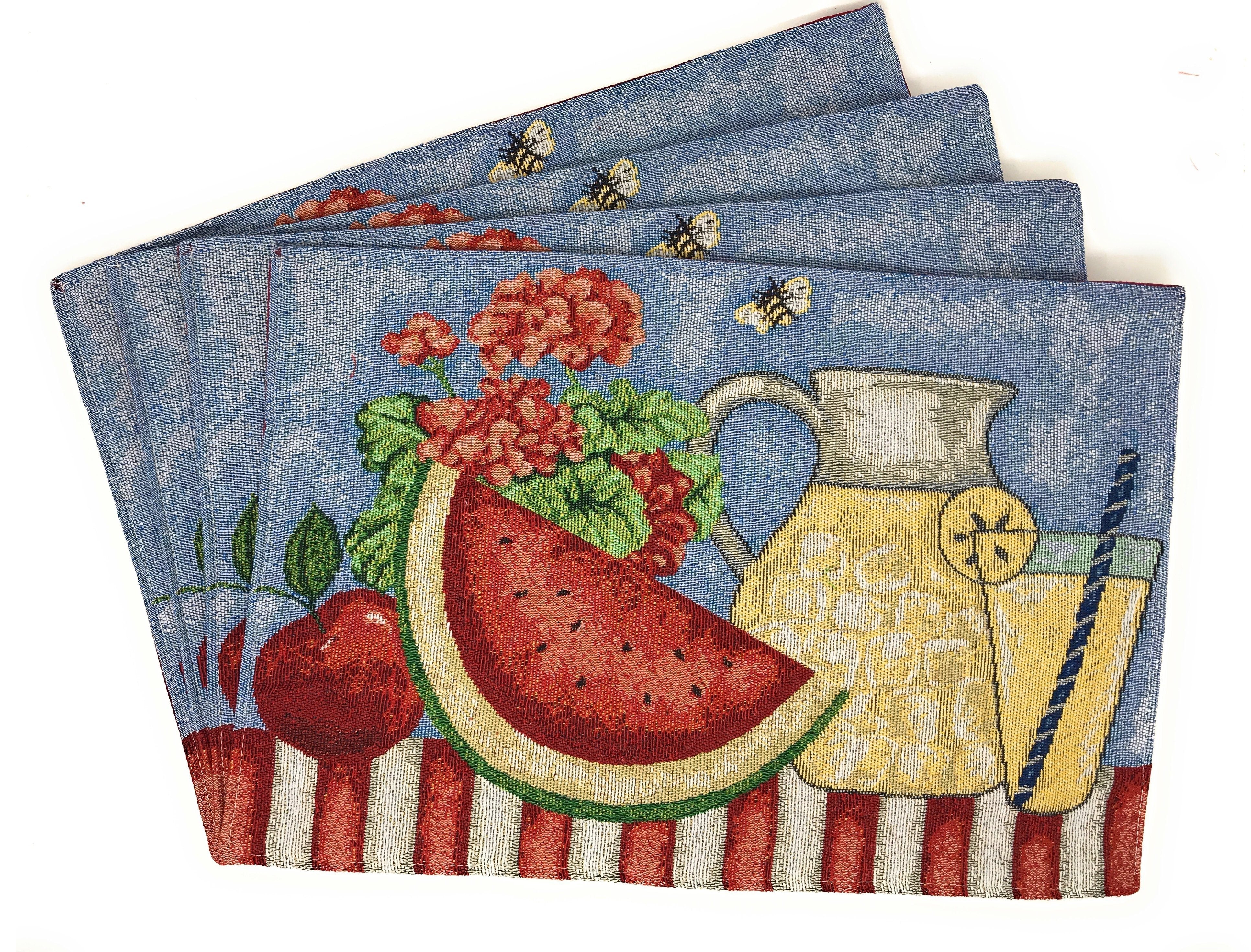 Tache Fruity Drinks Watermelon Lemonade Woven Tapestry Placemat Set (13082PM)