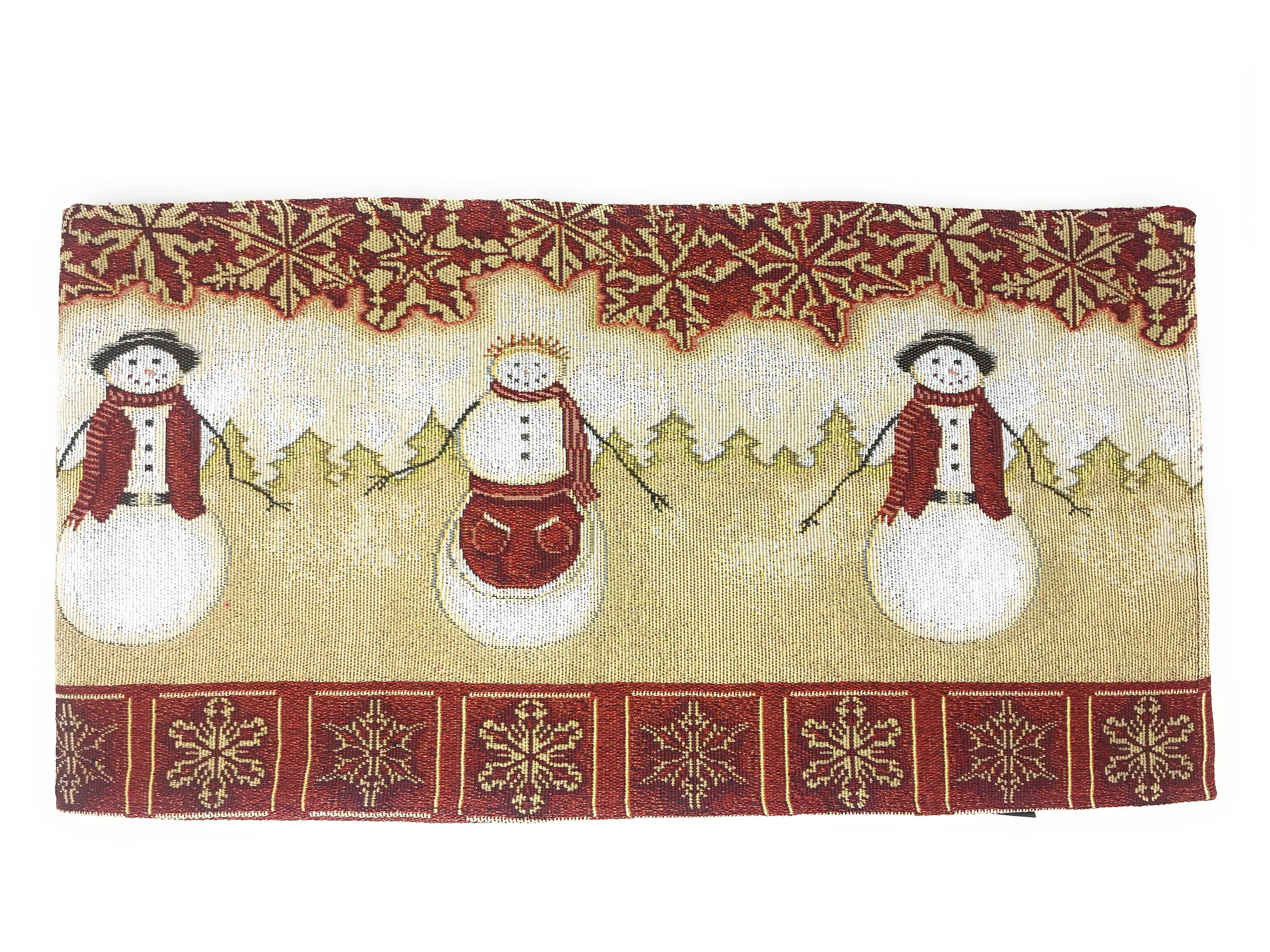 Tache Mr. & Mrs. Snowman Couple Woven Tapestry Table Runners (10323TR)
